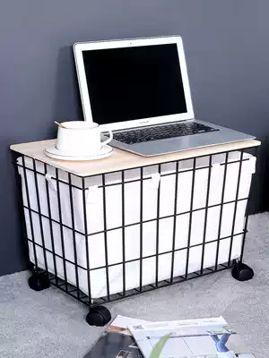 Storage stool Storage stool household sitting multi-function storage box Wrought iron Nordic style with wooden cover for shoe stool door