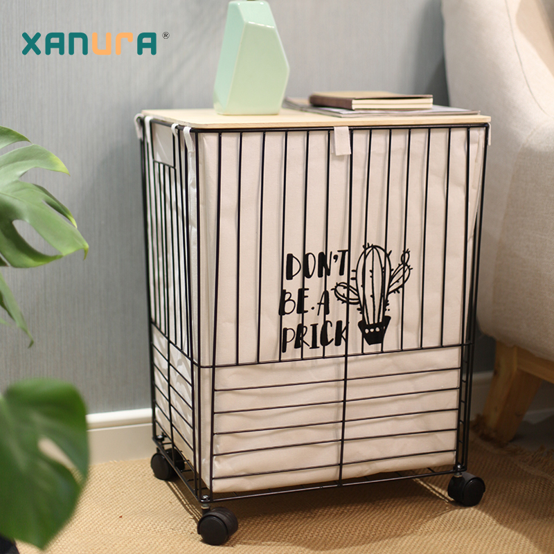 Envy leisurely ins Nordic wrought iron dirty clothes basket household extra-large dirty clothes laundry basket storage basket with lid waterproof