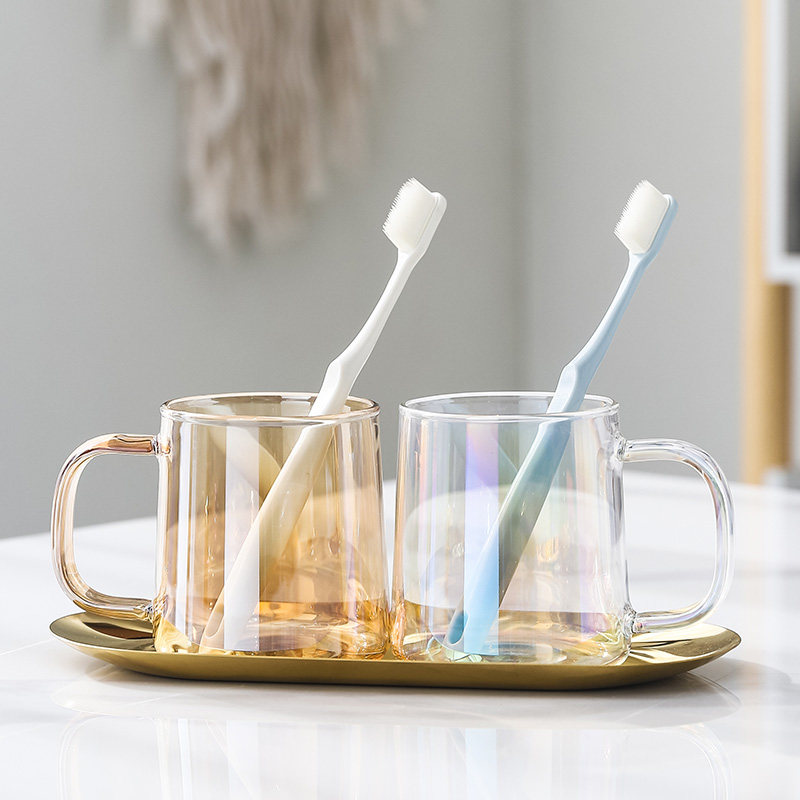 High value mouthwash cup glass ins style simple set brushing cup couple a pair of hotel washing cups for home use