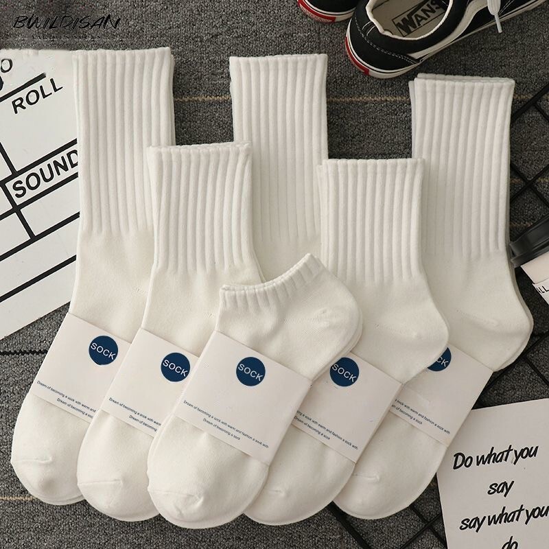 2026 Pure Cotton Versatile Student Mid-Calf Socks for Couples, Suitable for All Seasons, Trendy Cotton Socks, Sweat-Absorbent Sports Socks