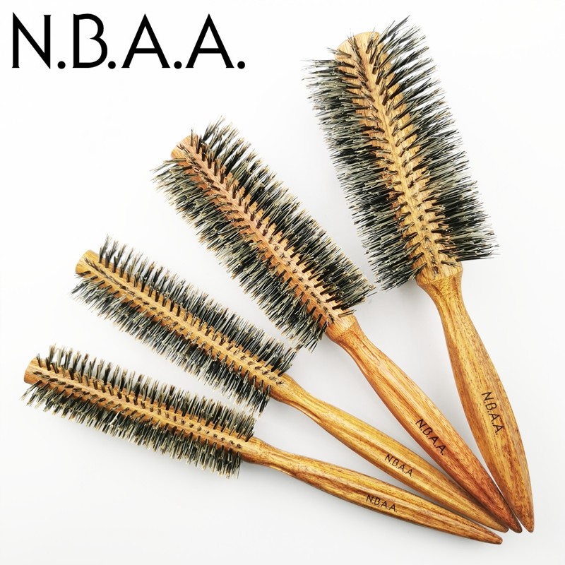 Japan NBAA New Well Meritocracy Pig Mane Roll Comb Pear Blossom Head Wild Pig Hair Roll Comb Soft Hair Comb