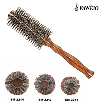 Taiwan hairy goose SM-2214 professional hairdressing solid wood bristle roller comb non-slip handle curling hair comb round comb