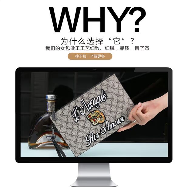 Mùa hè mới ong thêu túi đầu hổ nam nữ túi xách tay túi xách đa chức năng giải trí túi phong bì ví túi xách elly