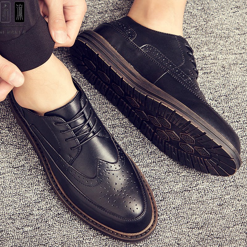 Boomer men's shoes 2022 new Korean version breathable Inn Wind Business Leisure Genuine Leather Positive Dress Sculpted Boulock Leather Shoes