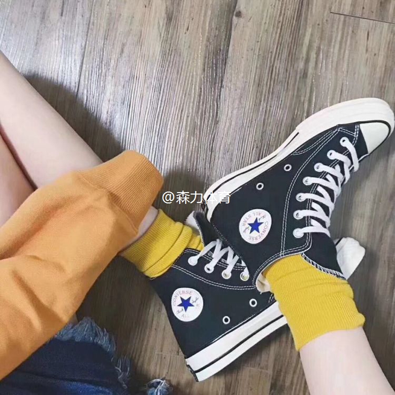 Converse chính hãng thập niên 1970 cổ điển giày vải đen Giày nam giày nữ cao đen 162050c đen thấp 162058c giày thể dục