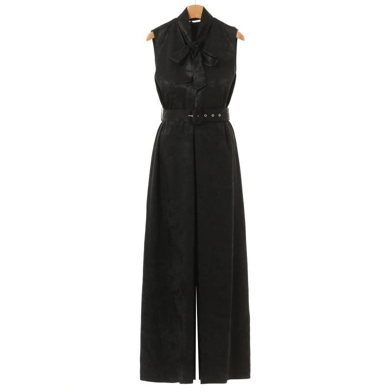 1299 100% Viscose [Moy] Summer Wear V-Neck Sleeveless Wide-Leg Ice Silk Jacquard Jumpsuit 232