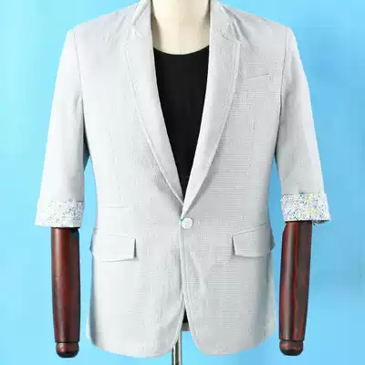 Men's U series spring sleeve fine small check suit jacket coat 509