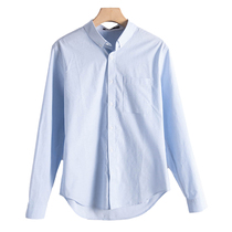 Mens West Lake Pavilion Old (Sen) Spring dress fresh solid color handsome inside slim cotton shirt SM229