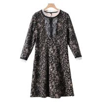 West Lake Pavilion old (Ni) spring dress wooden ear collar mesh decoration stitching elegant temperament dress YF009