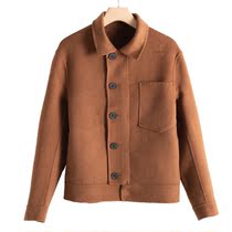 Mens West Lake Pavilion Old (Sen) Winter Clothes Tilt Single-breasted Wool Double-sided Coat SM557