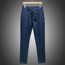 Mens West Lake Pavilion old (Yu) Autumn solid color high waist plus velvet casual trousers YP018 cut mark