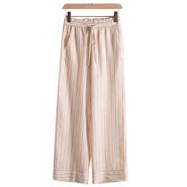 West Lake Pavilion (S) high-end spring wear comfortable thin striped Tencel straight casual trousers cut