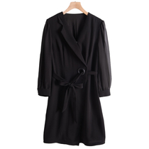 West Lake Pavilion Old (Yizi) spring dress stitching sleeve hollow V-neck lace dress YZ092