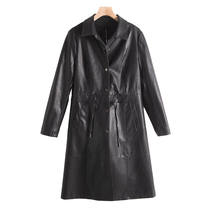West Lake Pavilion Old (Ni) Spring Dress Rewind Sister Fan puleather windbreaker coat YF099