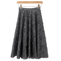 West Lake Loft Old (Meadow) Spring Clothing Fairy Air Flutter With High Waist Feather Bright Silk Half Body Dress WD1158 Cut Mark