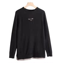 Mens West Lake Pavilion old (Sen) spring dress letter embroidery loose round neck pullover long sleeve sweater SM311