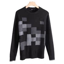 Mens West Lake Pavilion Old (Sen) Spring Mosaic Plaid Round Neck Knitted Sweater SM501