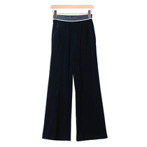 West Lake Pavilion old (show) spring loose tight silk waist long leg Gold Velvet micro horn trousers ZX002