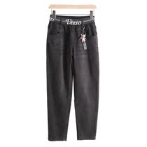 West Lake Pavilion (mining) winter elastic waist cotton denim pants FC752