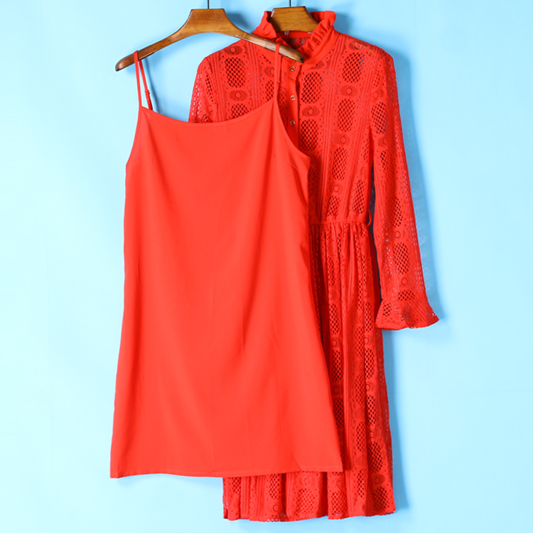 Loạt ma thuật 2018 mùa thu sản phẩm mới nữ tính đầy đủ ~ sling + nấm cổ áo eo dress 308 váy đầm