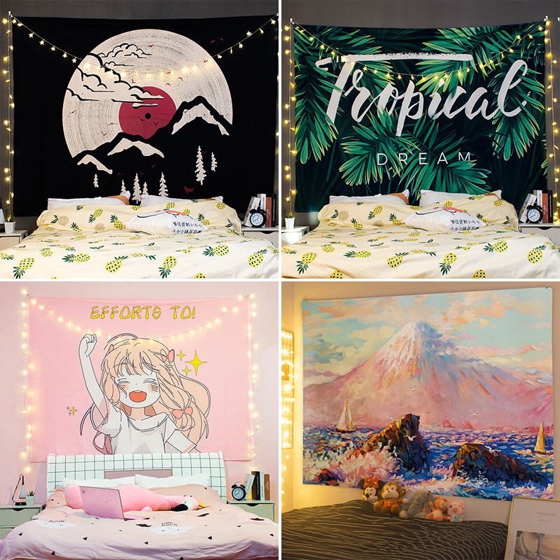 Net red background cloth hanging Buns wind trembling sound live Bedroom Dormitory Decoration Bedside Arrangement Wall Cloth Photo Tapestries