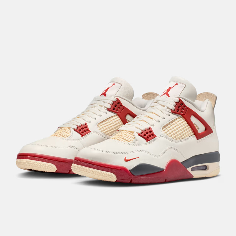 Nike Air Jordan 4 Bike Aj4 White and Red Mid-Top Men's Retro Basketball Shoes Iq8055-100
