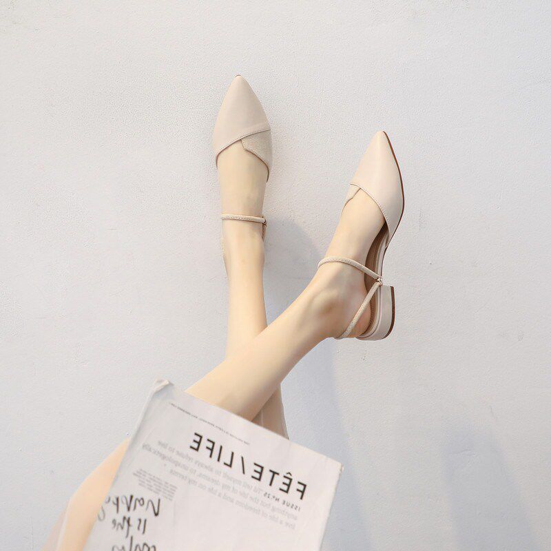 Net red female singles in the tide 2023 spring and summer models low heel fairy shoes with coarse heels