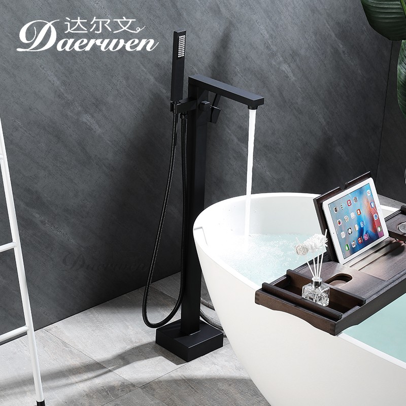 Darwin 1001 bathtub floor type full copper tap hot and cold water mixing valve cylinder edge copper-made vertical bathtub tap