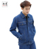 quần áo làm việc denim thiết của nam giới và phụ nữ quần áo bảo hộ lao động mùa xuân và mùa thu bông chịu mài mòn chịu lửa thợ điện thợ hàn sửa chữa quần áo máy quần áo lỏng lẻo 