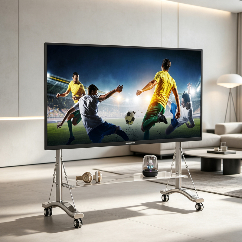 Bauhaus Vertical Living Room Bedroom Tv Movable Stand Rotating Floor-Mounted Wheeled Tv Stand Stainless Steel