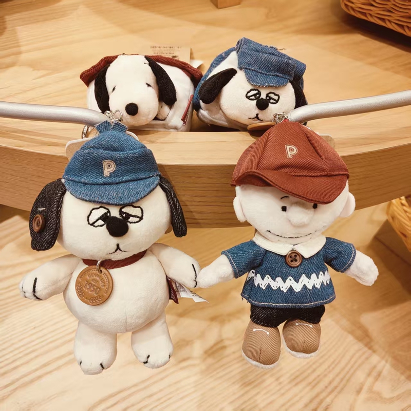 Authentic Peanuts Cartoon Snoopy Olaf Charlie Brown Cowboy Plush Toy Cute Doll Plush Pendant Bag Charm