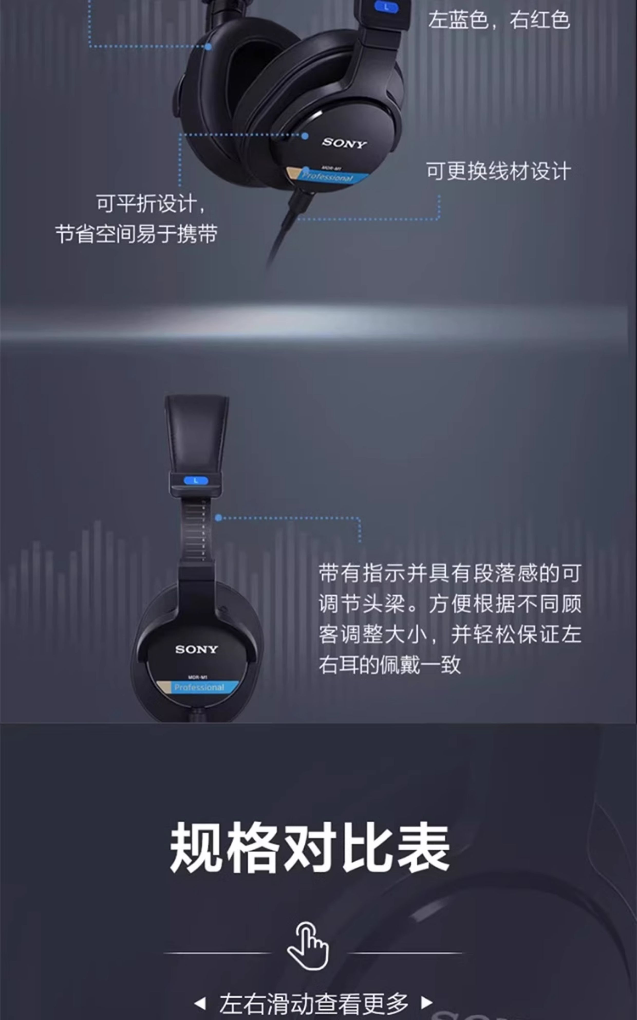 MDR-M1 头戴式封闭有线专业监听耳机