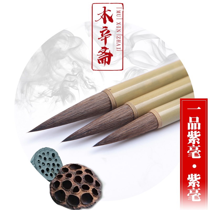 A piece of purple and brush of writing and writing book title drawing drawing red tick exemplary pen