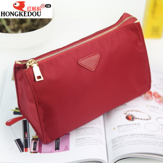 Red Tadpole Waterproof Nylon Multifunctional Portable Cosmetic Bag Storage Bag Cosmetic Bag Clutch Bag Korean Cute Trumpet