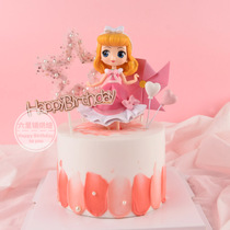 Baking Cake Decoration Swing Piece Pink Dress Princess Woman Baby Girl Goddess Birthday Net Red Dress Cartoon card