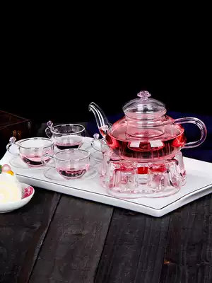 2021 Household High Temperature Resistant Glass Tea Set Flower Teapot I Bubble Black Tea Candle Heating Tea Cup English Under