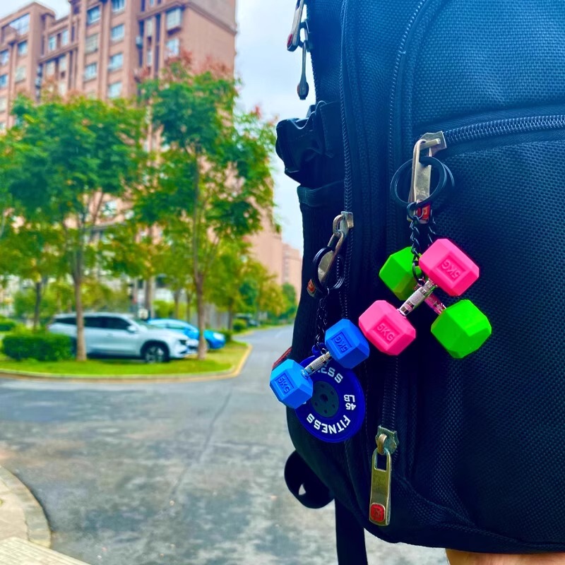 Dumbbell Keychain Fitness Pendant Sports Bag Decoration Pendant Barbell Dumbbell Set Creative Gift Present