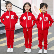 Kindergarten uniforms spring autumn winter primary school uniforms Chinese childrens class uniforms college-style red sportswear