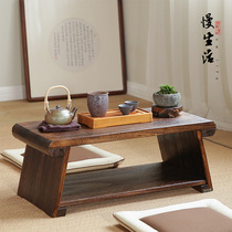 Folding Kang table Household tatami small table Solid wood bay window small tea table Zen Japanese balcony low table small coffee table