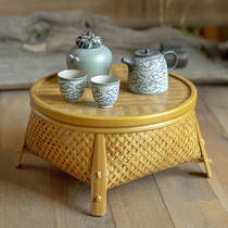 Retro bamboo crafts storage basket kung fu tea set Japanese dry bubble tea table lacquer ware tea tray bamboo basket tea ceremony zero match