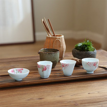 Chinese white glaze hand-painted tea cup Master Cup Master Cup handmade kung fu tea set ceramic cup tea ceremony zero match