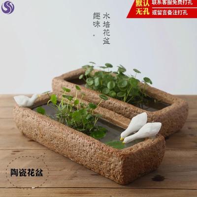Bowl lotus pot can raise fish narcissus hydroponic one-leaf lotus non-porous copper money grass pot potted flower potted stone trough flower pot