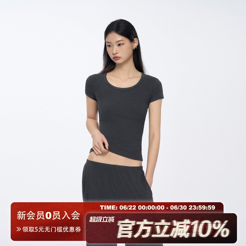 Archivum Summer Casual Retro American-Style Walking Outfit with a Small U-Neck Short-Sleeve Top and Lazy Sports Fitness Long Pants Set