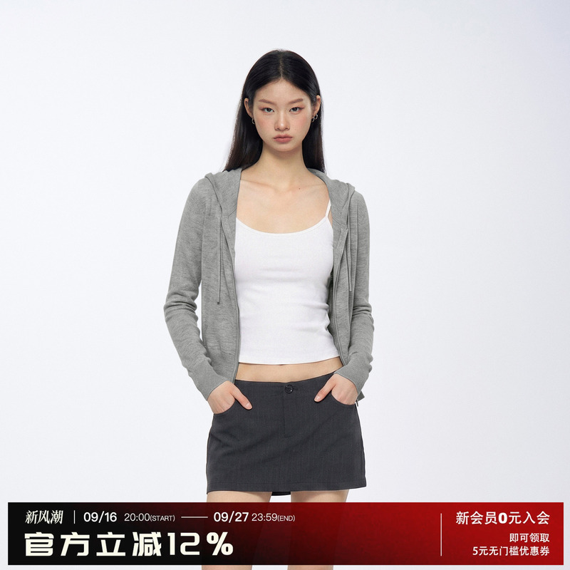 Archivum Retro Knitted Short Soft and Skin-Friendly Cardigan Sweater Hooded Sweatshirt Slim Fit Relaxed Jacket