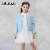 Particle girl jacket winter blue long sleeve thick warm children Korean coat autumn and winter New baby cotton suit