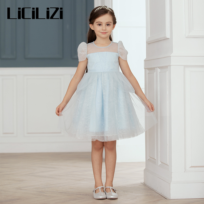 LiCi LiZi particle boy dress girl foreign dress light blue Cinderella