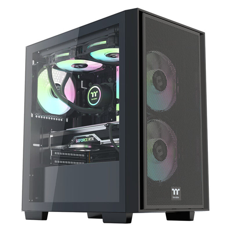 TT台式电脑主机箱启航者F4白色Mini小机箱水冷MATX主板玻璃侧透-Taobao