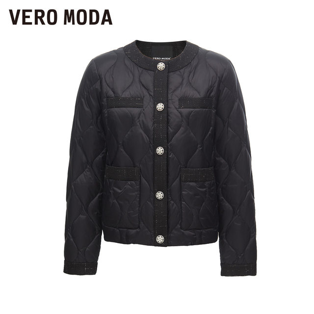 VeroModa Down Jacket ຜູ້ຍິງປີ 2023 ລະດູໃບໄມ້ຫຼົ່ນ ແລະ ລະດູໜາວໃໝ່ ນ້ຳໜັກເບົາ Goose Down French Solid Color Short Style