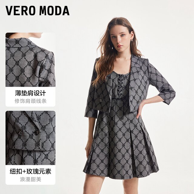 VeroModa dress suit 2024 spring and summer new rose suspender pleated high waist adjustable shoulder strap short skirt