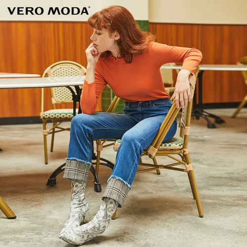 Vero Moda Зимний короткий шерстяной приятный телу трикотажный свитер, облегающий крой